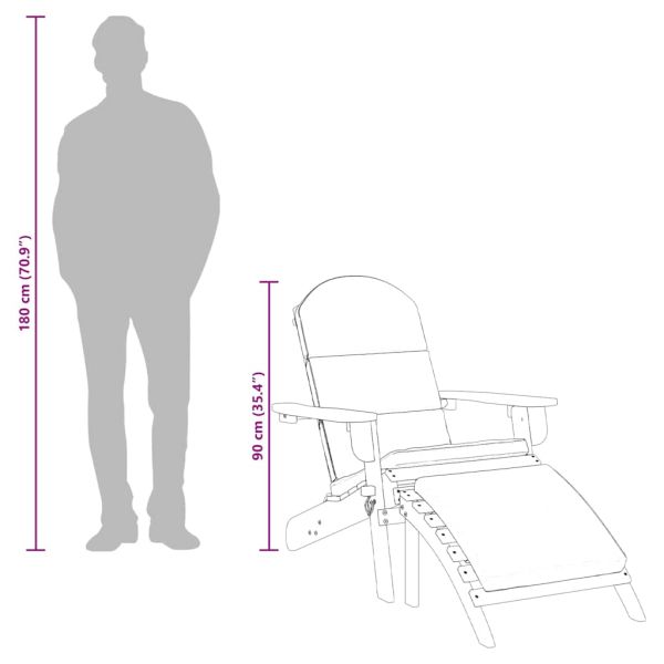 Градински стол Адирондак с опора за крака, акациево дърво масив