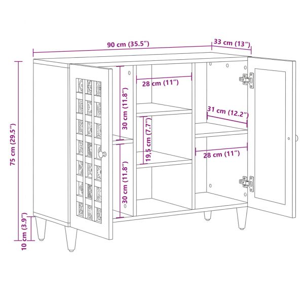 Служебен шкаф Орех 90 x 33,5 x 75 см Солидно мангово дърво