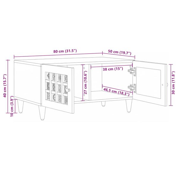 Масичка за кафе Естествен 80 x 50 x 40 cm Солидно мангово дърво