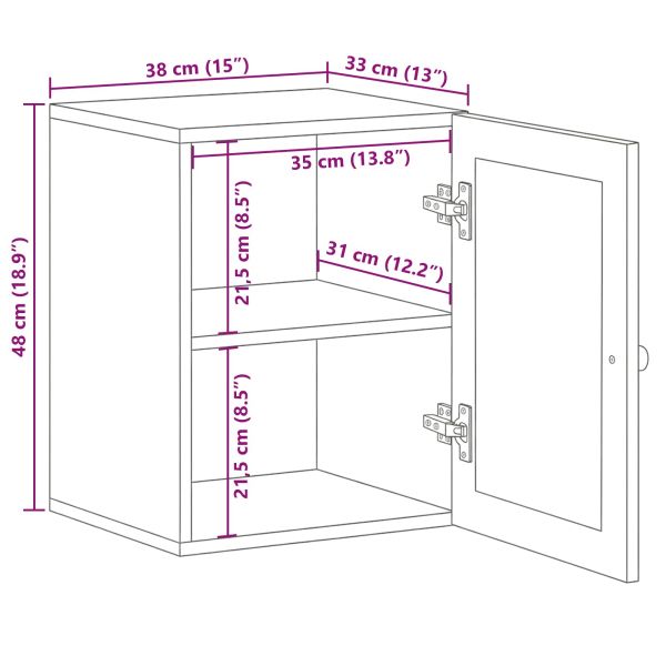 Окачен шкаф за баня със съхранение Естествен 38 x 33 x 48 см