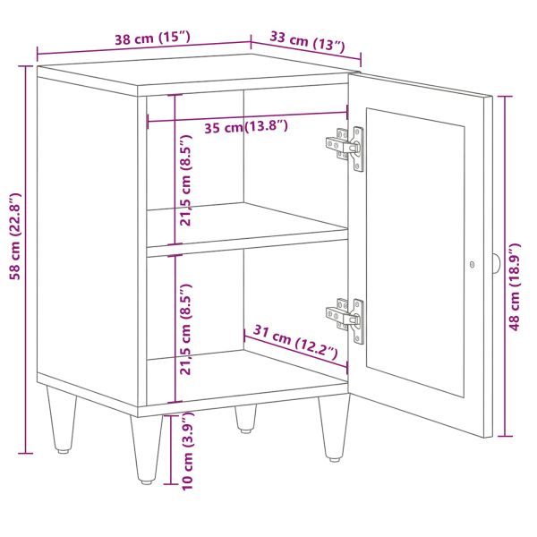 Шкаф за баня Естествен 38 x 33 x 58 см Солидно мангово дърво