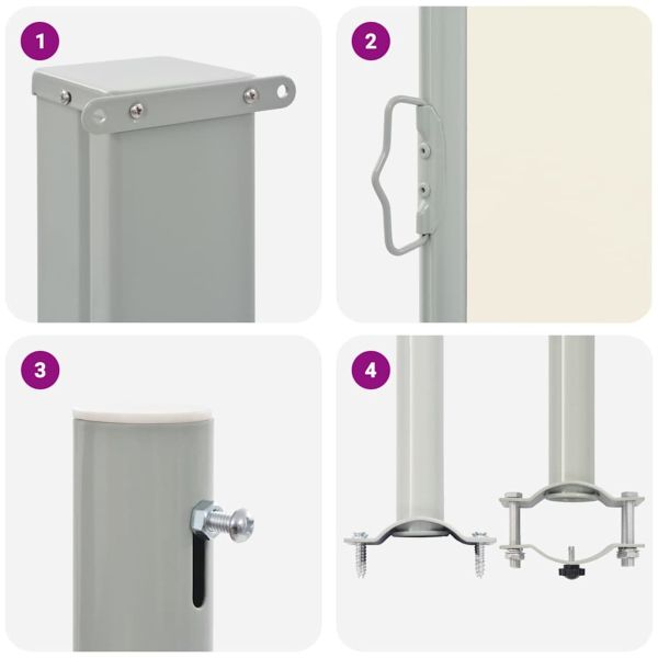 Прибираща се странична тента, 140х300 см, кремава