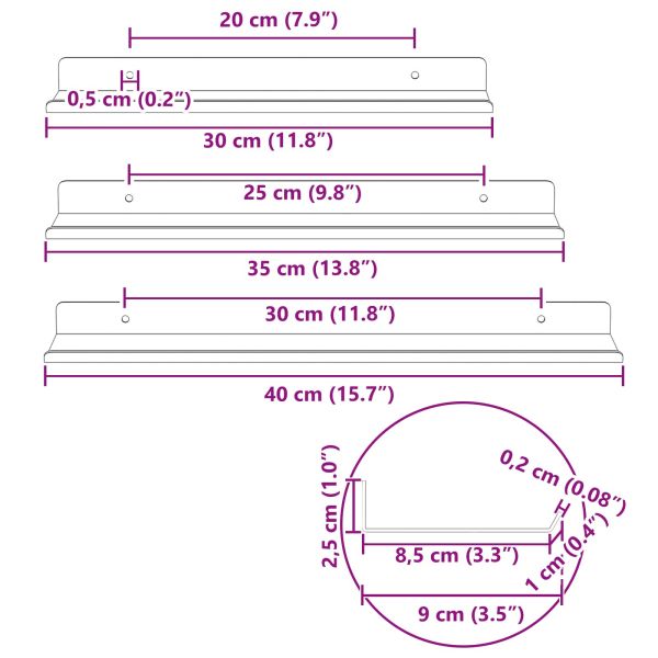 Плаващ рафт 3 pcs Горчично жълто 40 x 9 x 2,5 см Стомана