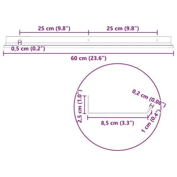 Плаващ рафт 4 pcs Бял 60 x 8,5 x 2,5 см Стомана