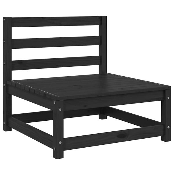 Градински средни дивани от палети, 3 бр, черни, бор масив