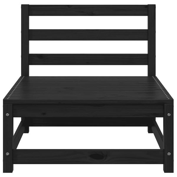 Градински средни дивани от палети, 3 бр, черни, бор масив