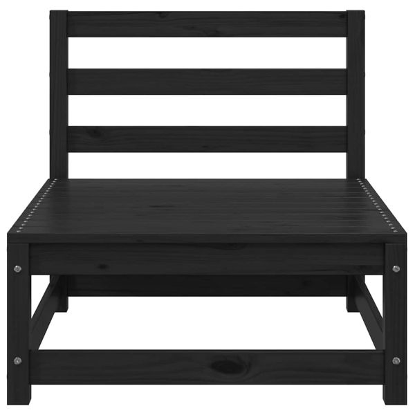 Градински лаундж комплект, 3 части, черен, бор масив