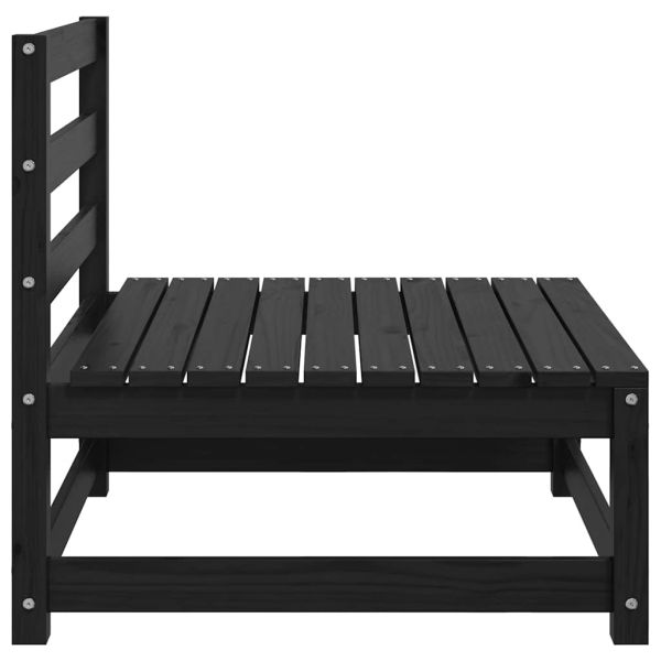 Градински среден диван с възглавници антрацит, борово дърво