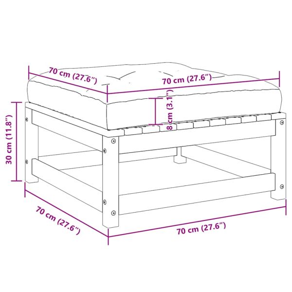 Градинска табуретка с възглавница, бяла, борова дървесина масив