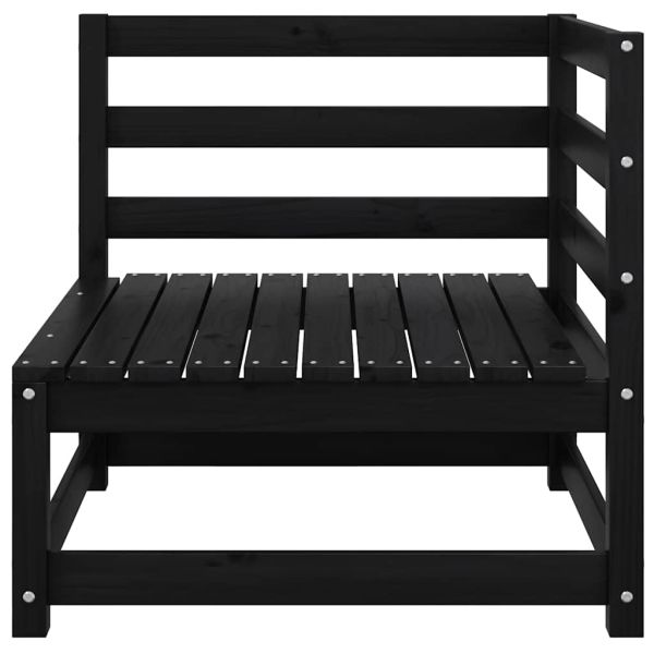 Градински 2-местен диван с възглавници черен борово дърво масив