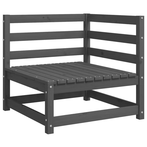 Градински лаундж комплект 2 части с възглавници сив бор масив