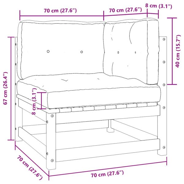 Градински комплект от 2 части, с възглавници, черен, бор масив