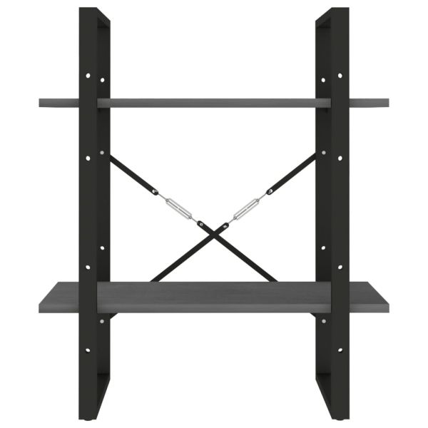 2-етажна библиотека, сива, 60x30x70 см, борово дърво масив