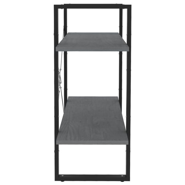 2-етажна библиотека, сива, 80x30x70 см, борово дърво масив