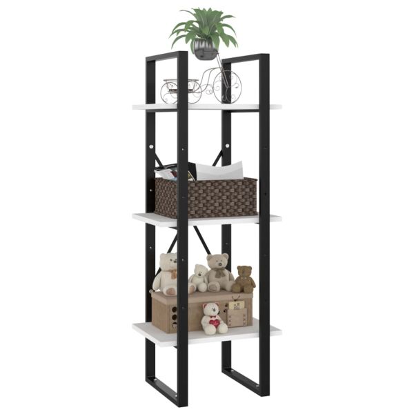 3-етажна библиотека, бял, 40x30x105 см, инженерно дърво