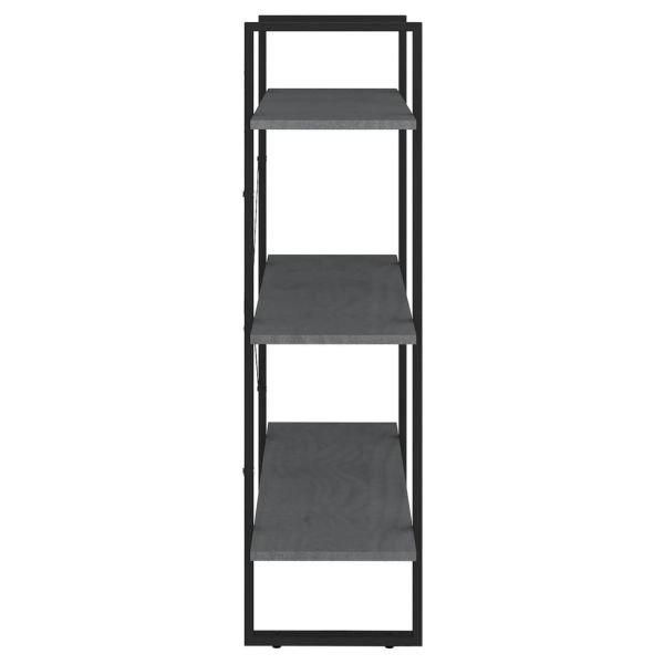 3-етажна библиотека, сива, 80x30x105 см, борово дърво масив