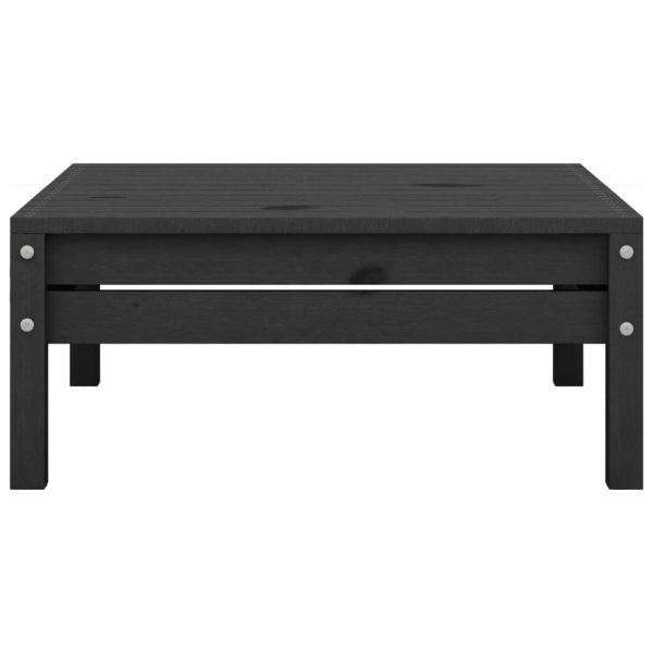 Градински лаундж комплект, 3 части, бор масив, черен