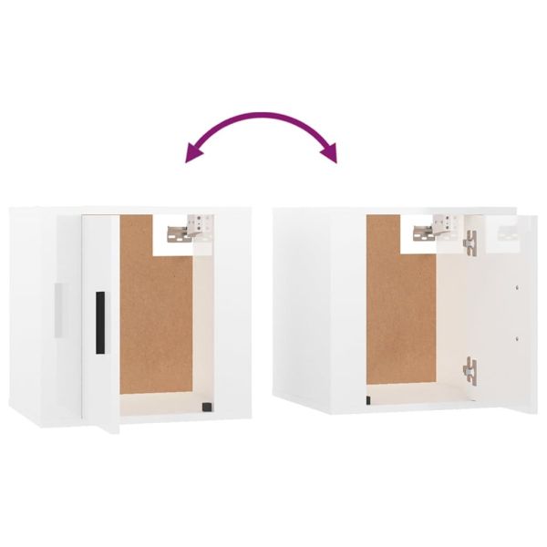 ТВ шкафове със стенен монтаж, 2 бр, бял гланц, 40x34,5x40 см