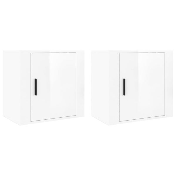 Нощни шкафчета за стенен монтаж, 2 бр, бял гланц, 50x30x47 см
