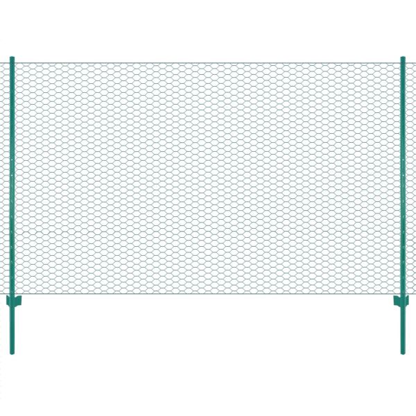 Ограда от телена мрежа с колчета, стомана, 25х1,5 м, зелена