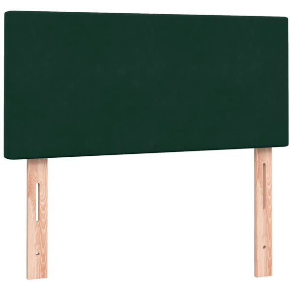 Боксспринг легло с матрак и LED, тъмнозелено, 80x220 см, кадифе