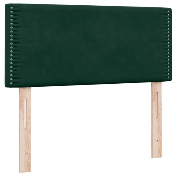 Боксспринг легло с матрак и LED, тъмнозелено, 80x220 см, кадифе