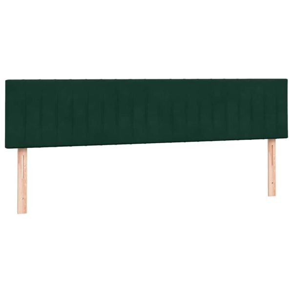 Боксспринг легло с матрак и LED, тъмнозелено, 180x220 см, кадифе