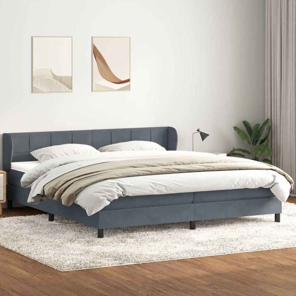 Box Spring легло с матраци Тъмно сиво 180x210 cm кадифе