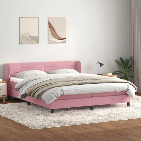 Box Spring легло с матраци Розово 180x210 cm Кадифе