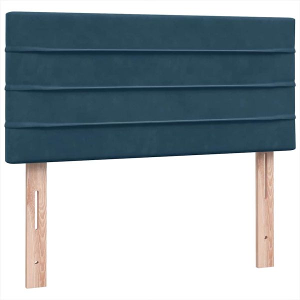 Боксспринг легло с матрак, тъмносиньо, 80x220 cm, кадифе