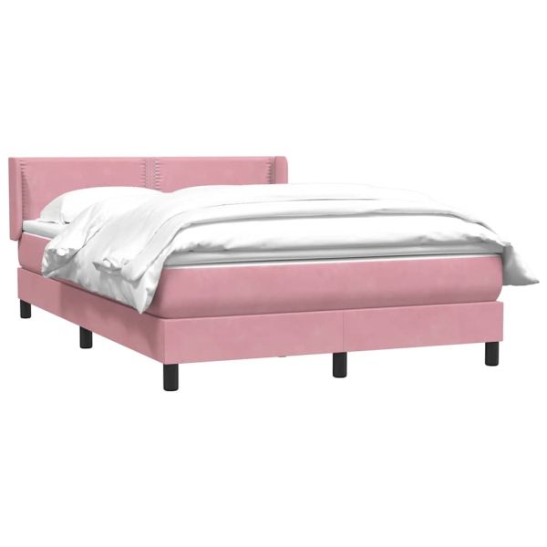 Боксспринг легло с матрак, розово, 160x220 см, кадифе