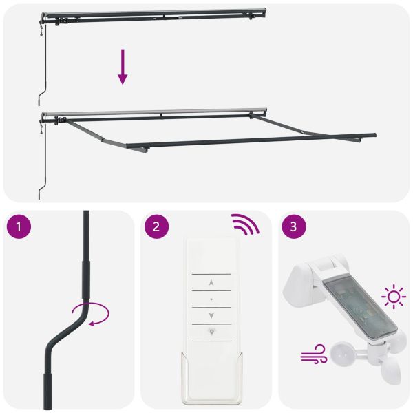 Сгъваем навес Жълт и оранжев 300 x 250 cm Тъкан и алуминий