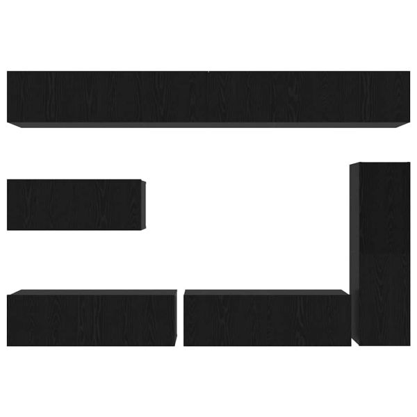 Комплект ТВ шкаф 7 pcs Черния дъб Инженерно дърво