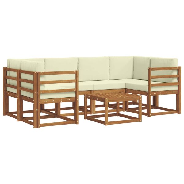 Комплект дивани за открито 7 pcs Натурален и Крема