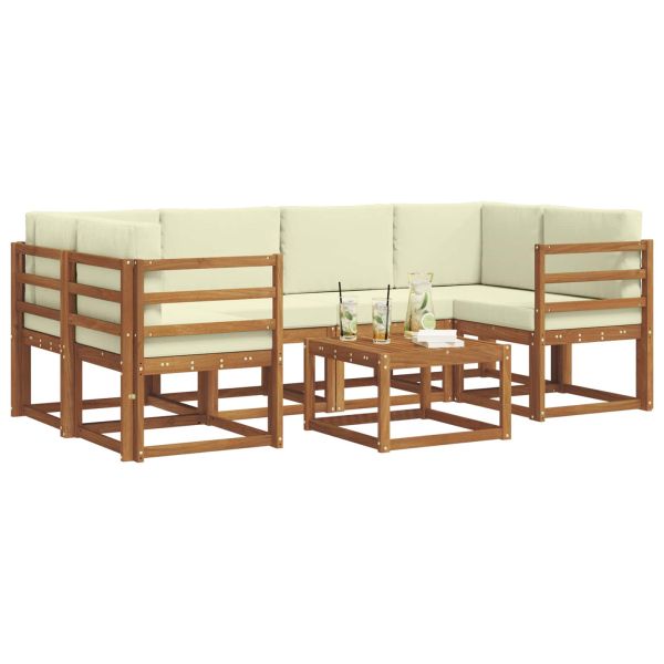 Комплект дивани за открито 7 pcs Натурален и Крема
