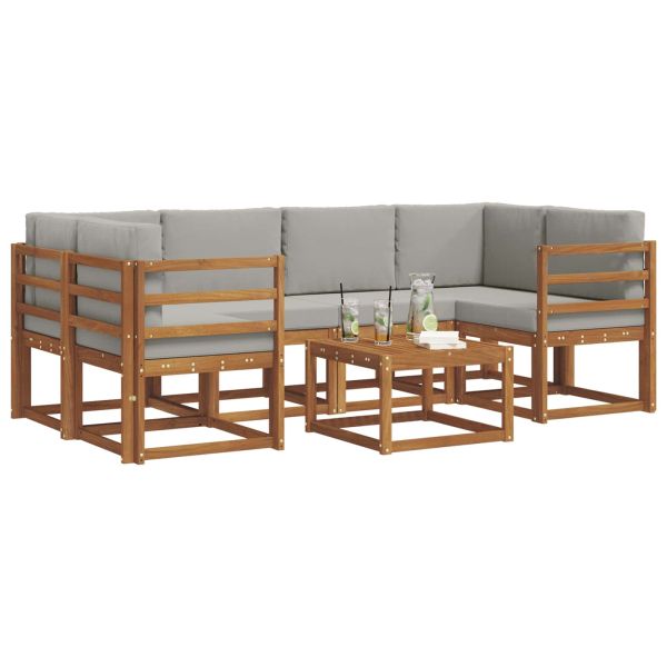 Комплект дивани за открито 7 pcs Естествено и светло сиво