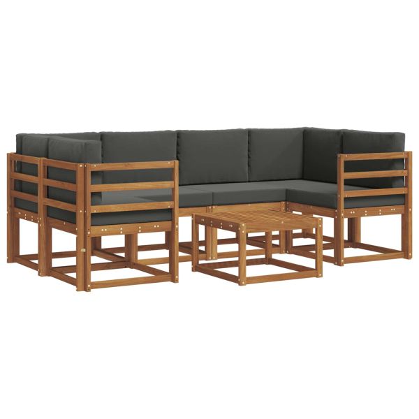Комплект дивани за открито 7 pcs Натурален и Антрацит