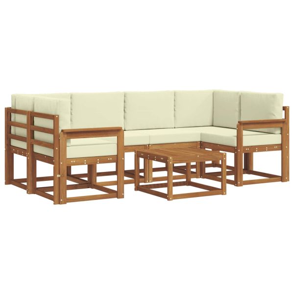 Комплект дивани за открито 7 pcs Натурален и Крема