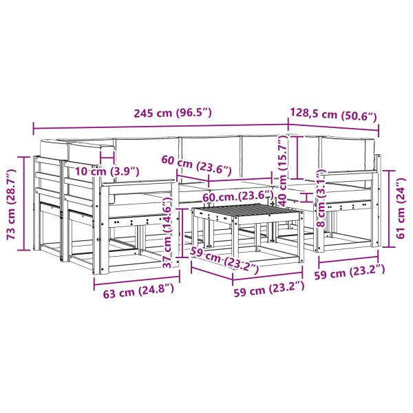 Комплект дивани за открито 7 pcs Натурален и Крема