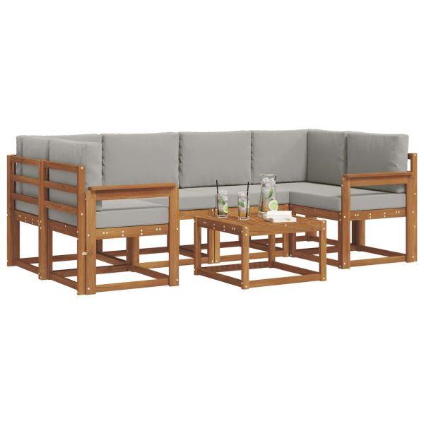 Комплект дивани за открито 7 pcs Естествено и светло сиво