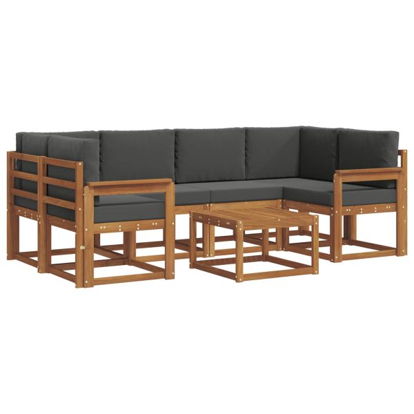 Комплект дивани за открито 7 pcs Натурален и Антрацит