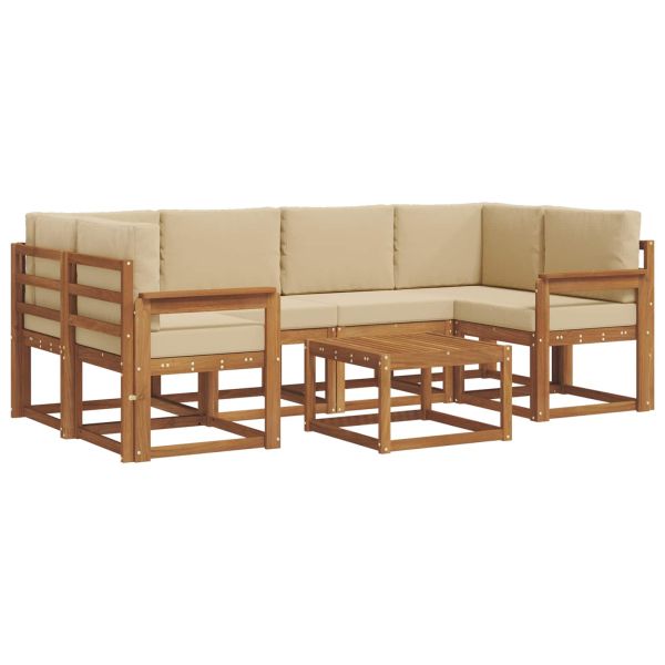 Комплект дивани за открито 7 pcs Натурален и Бежов