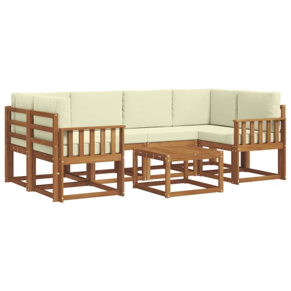Комплект дивани за открито 7 pcs Натурален и Крема