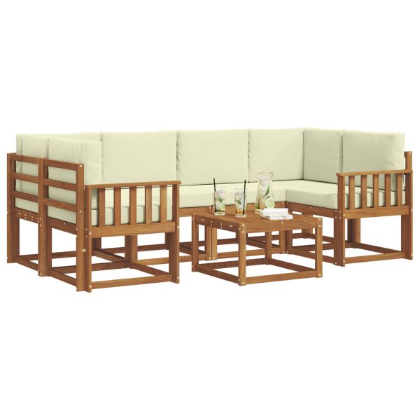 Комплект дивани за открито 7 pcs Натурален и Крема