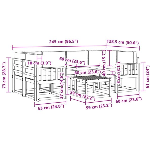 Комплект дивани за открито 7 pcs Натурален и Крема