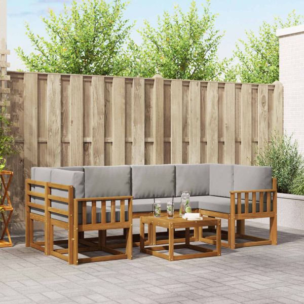 Комплект дивани за открито 7 pcs Естествено и светло сиво