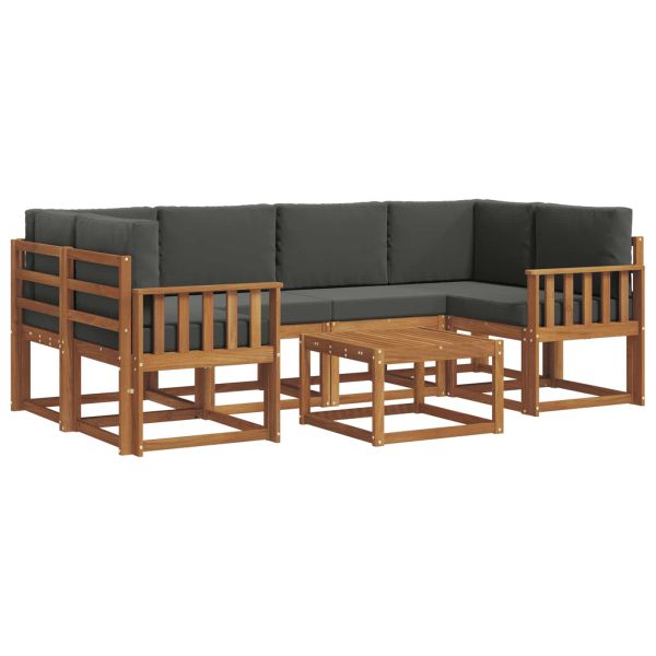 Комплект дивани за открито 7 pcs Натурален и Антрацит