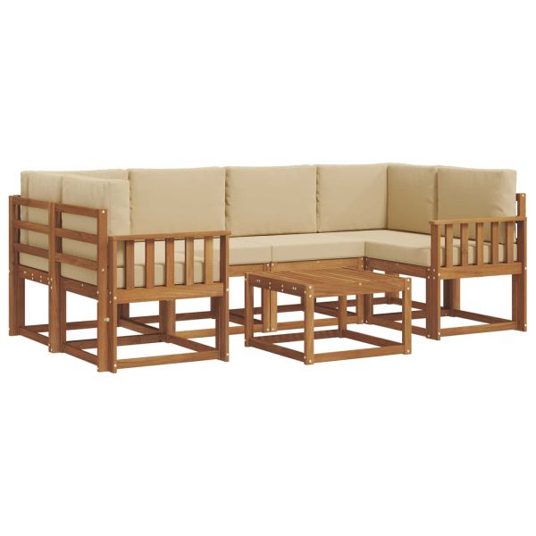 Комплект дивани за открито 7 pcs Натурален и Бежов