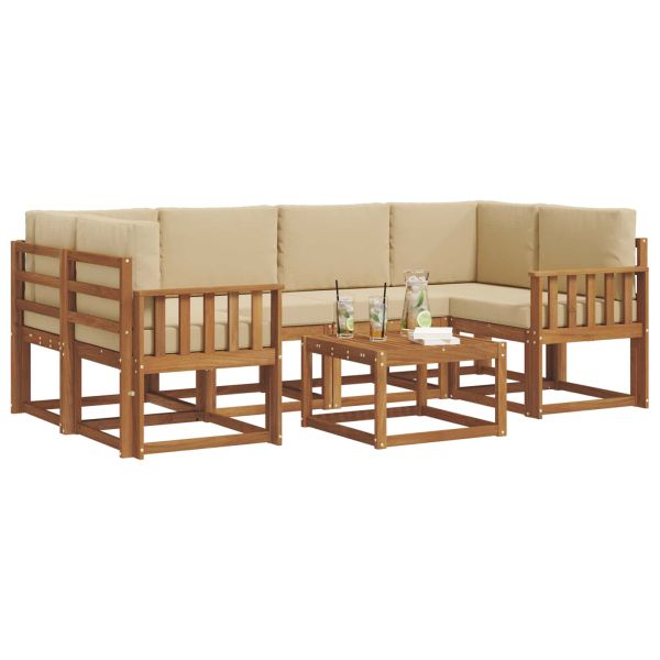 Комплект дивани за открито 7 pcs Натурален и Бежов