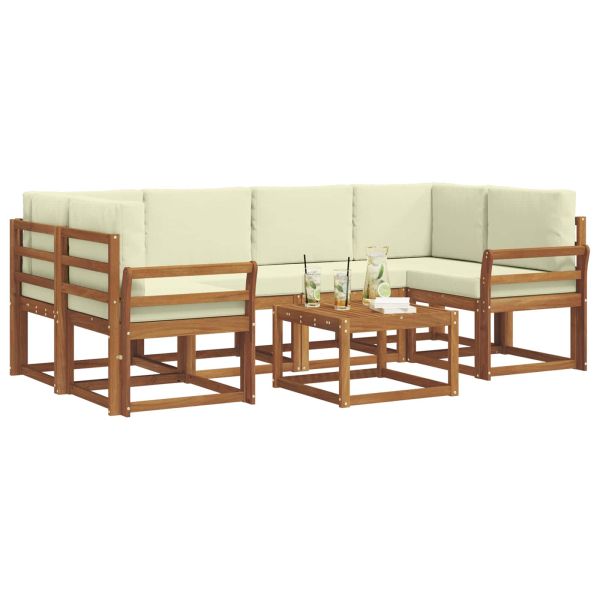 Комплект дивани за открито 7 pcs Натурален и Крема